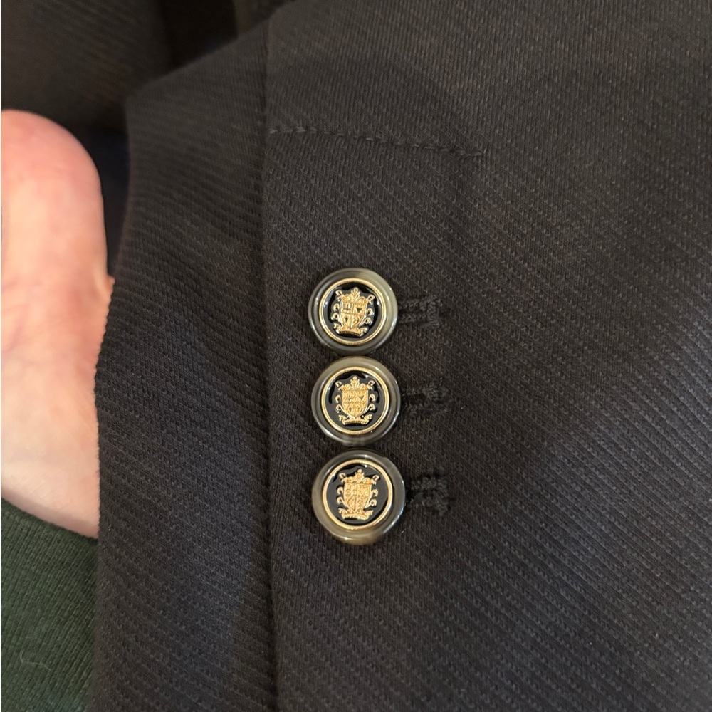 LOFT Women's Black Twill Double-Breasted Blazer. Size 14 - Picture 4 of 10